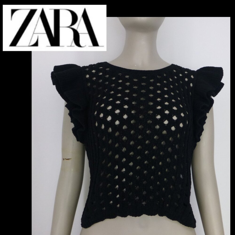 Zara Black Crochet Top
